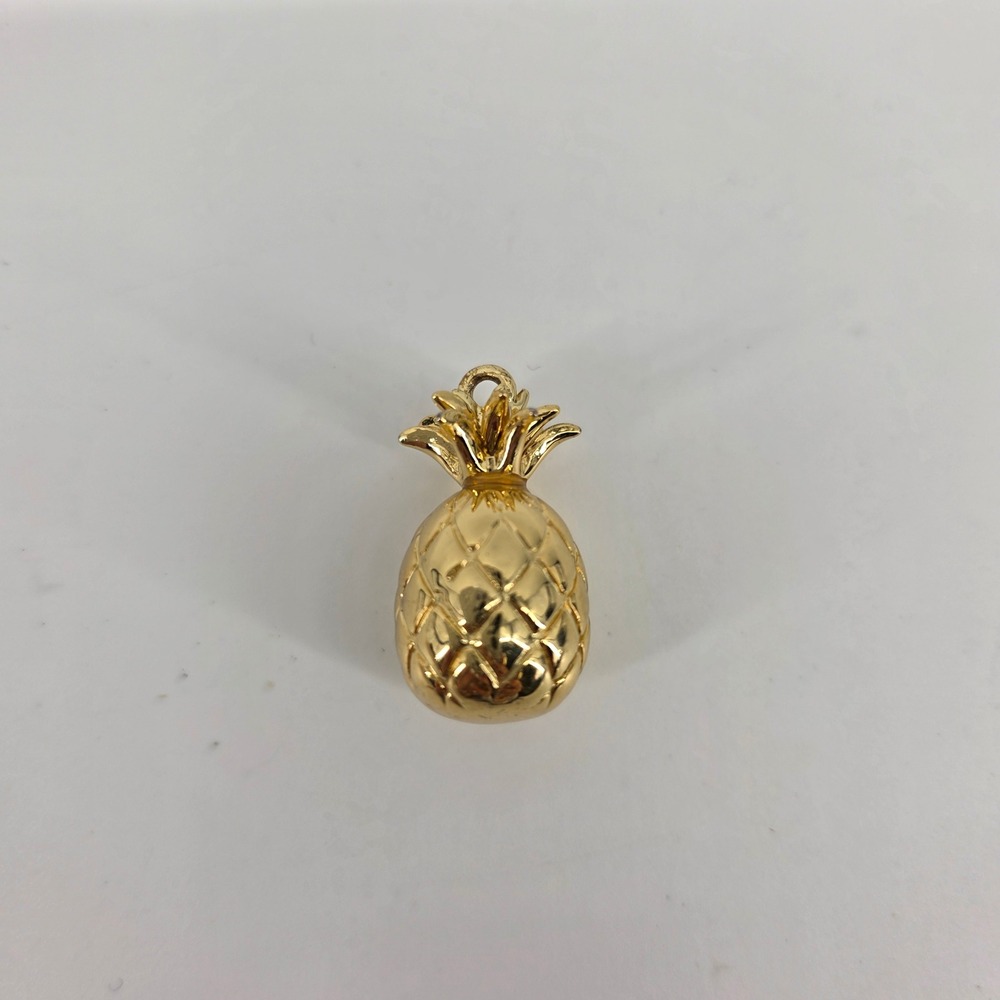Gold Tone Pineapple Pendant Charm Tropical Fruit Jewelry Accessory